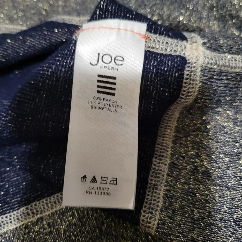 Joe Fresh Blue Gold Metallic Sweater XL - Picture 5 of 7